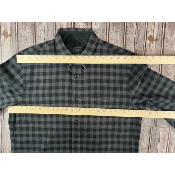 Rag & Bone slim fit plaid 3/4 placket shirt size M color asphalt NWT - Picture 7 of 9